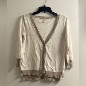Elegant Cream and Tan Women's Cardigan